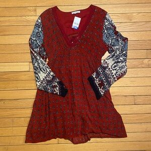 BOHO Patrons of Peace Long Sleeve Cut-out Dress - Size M